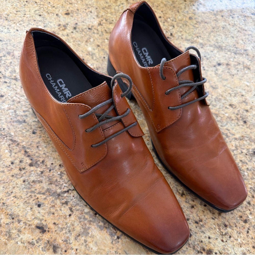 CMR Chamaripa Men's Brown Leather Elevator Dress Shoes